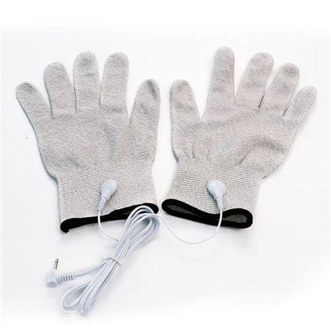 buy fiber electrotherapy massage gloves electric shock conductive gloves with