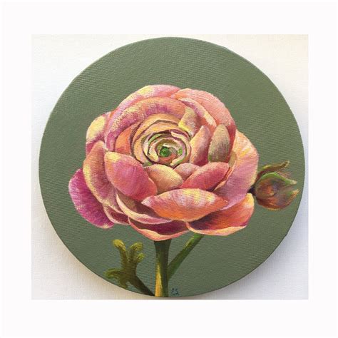 Ranunculus Painting Flower Original Art Contemporary Realism Etsy
