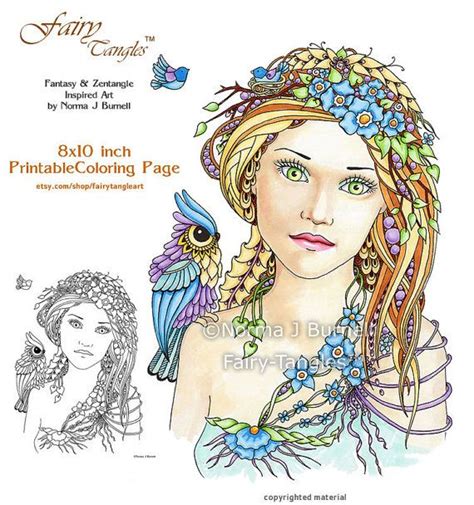 Summer Fairy Tangles Printable Coloring Book Pages By Norma Etsy