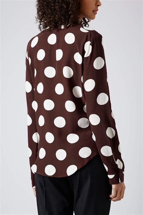 Lyst Topshop Large Spot Shirt In Red