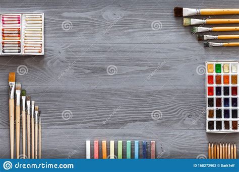 A copy of an existing table can also be created using create table. Art Creative Table Background With Supplies Tools On Grey Wooden Desk Stock Photo - Image of ...