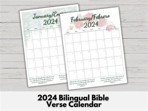 2024 Bilingual Bible Verse Calendar Printable Bilingual Scripture