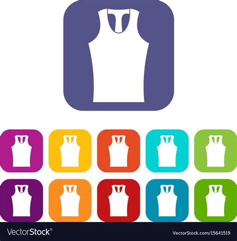 Sleeveless Shirt Icons Set Flat Royalty Free Vector Image