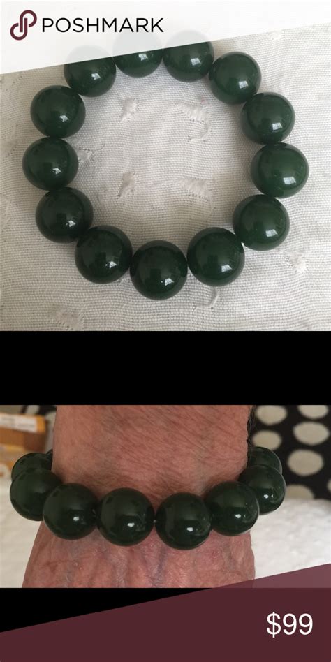 Real Jade Nephrite Bead Bangle Bracelet Jade Jewelry Bracelet Bead