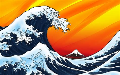 Great Wave of Kanagawa painting, waves, The Great Wave off Kanagawa HD gambar png