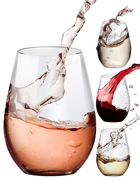 Stemless Wine Glasses 20 Oz Drinking Glasses Set Of 4 Ideal For Red And White