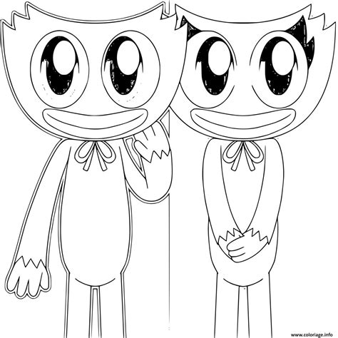Coloriage poppy playtime huggy wuggy et kissy missy  JeColorie.com