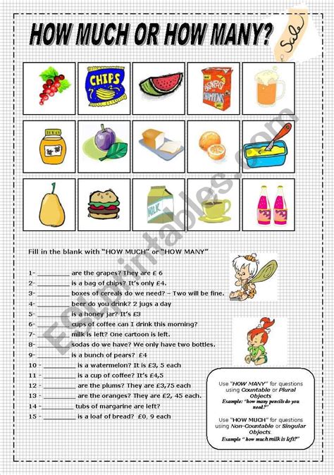 How Much or How Many ? - ESL worksheet by lolelozano