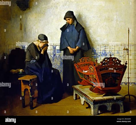 Empty Cradle, 1880 Hindeloopen, Friesland. by, Christoffel Bisschop