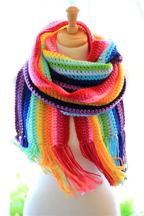 Mademoiselle Mermaid: New! Colorful Crochet Rainbow Scarf