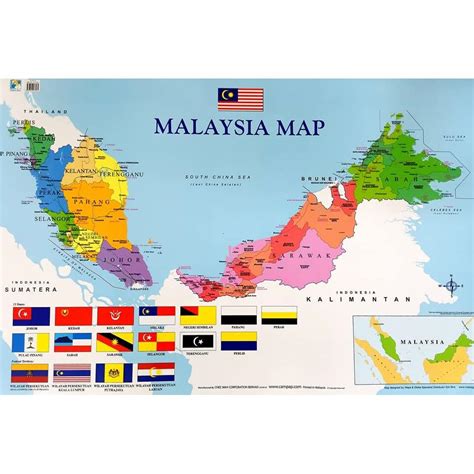 World Map Malaysia Map Sabah Sarawak Poster Lazada