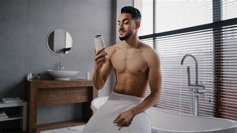 Premium Photo Arab Indian Guy Muscular Naked Sexy Unshaven Man Wears