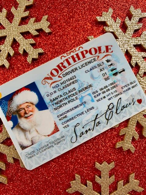 Santas Sleigh Lost Driving License Santa License Etsy Pine Cone