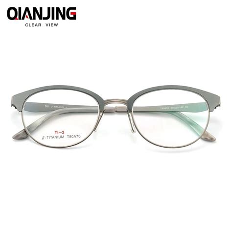 qj titanium glasses frame women brand designer female vintage round prescription eyeglasses full