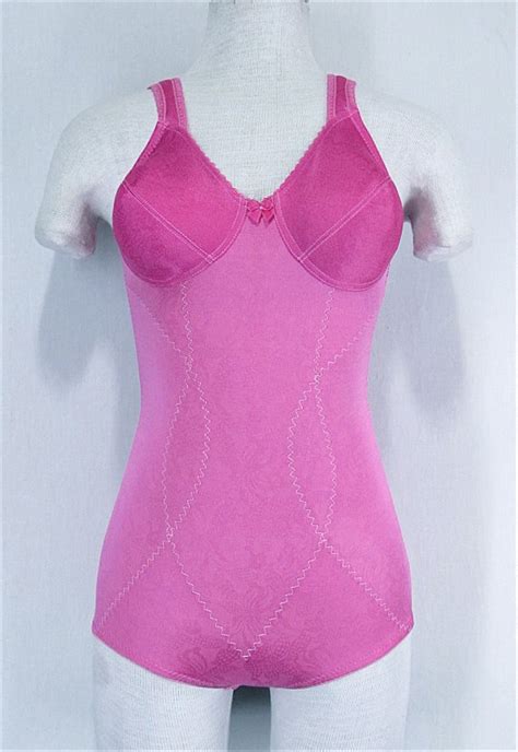 Bodysuit Girdle All In One 34b Hand Dyed Pink Control Briefer Upcycled