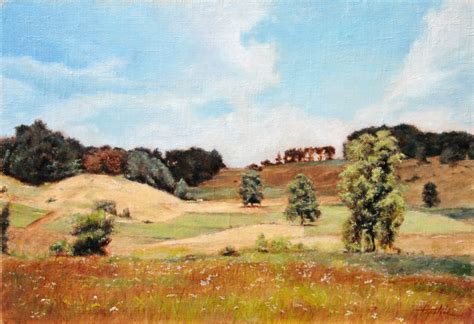 Mountain Hillside Landscape Oil Painting Fine Arts