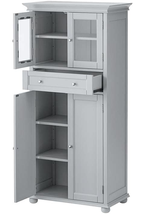 While below, three large drawers easily hold. Alternate | Tall white bathroom cabinet, Linen storage cabinet