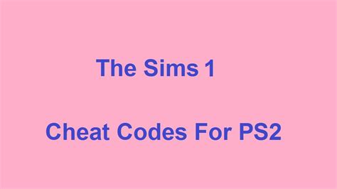 The Sims 1 Cheat Codes Playstation 2 Ps2 Youtube