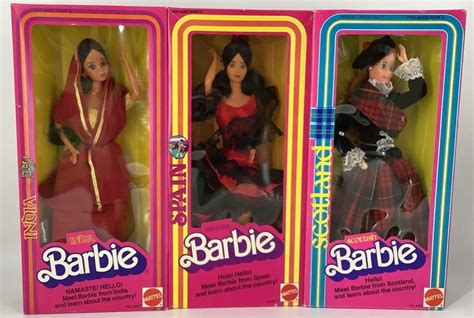 Lot 3 Nrfb Vintage 1980s Barbie International Dolls Including