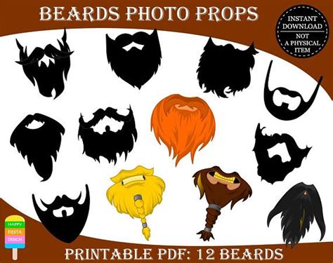 Printable Beard Photo Booth Props Printable Beards Props Beard Photo