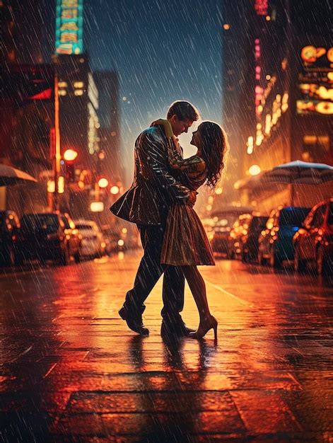 Premium Ai Image A Couple Kissing In The Rain
