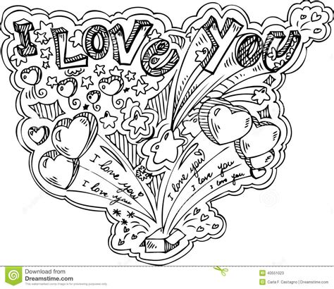 I Love You Doodle Vector Stock Vector Illustration Of Hearts 40551023