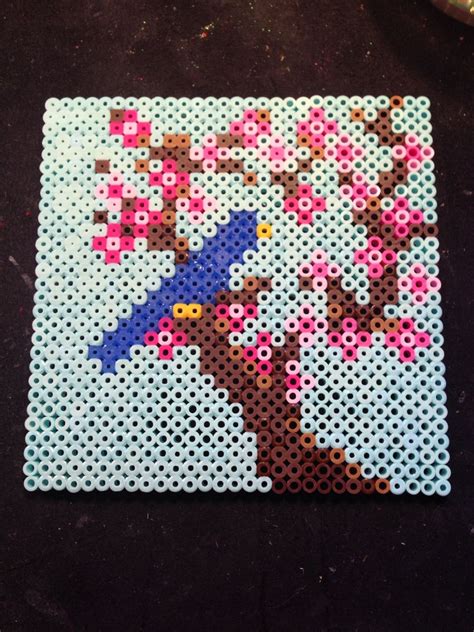 Bluebird And Cherry Blossoms Perler Beads By Katie Binesh Perler Bead