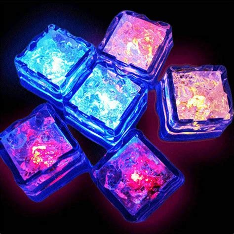 12 Pcs Led Glow Ice Cubes Set Multi Color Rainbow Led Ice Etsy