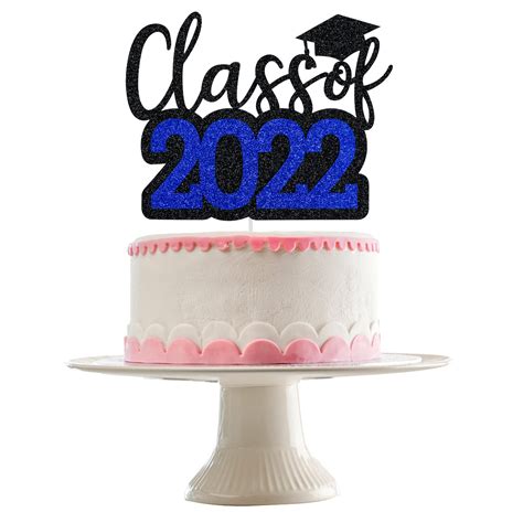 Buy Class Of 2022 Cake Topper Blue And Black Glitter Graduation Cake