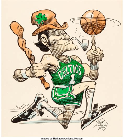 Jack Davis Boston Celtics Basketball Illustration Original Art Hot