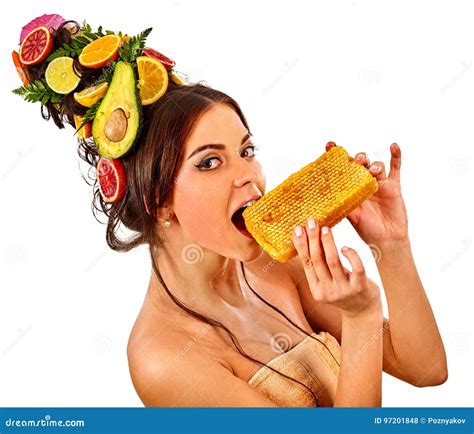 Facial Honey Mask For Woman Lips Honeycombs Homemade Organic Threatment Stock Photo Image Of