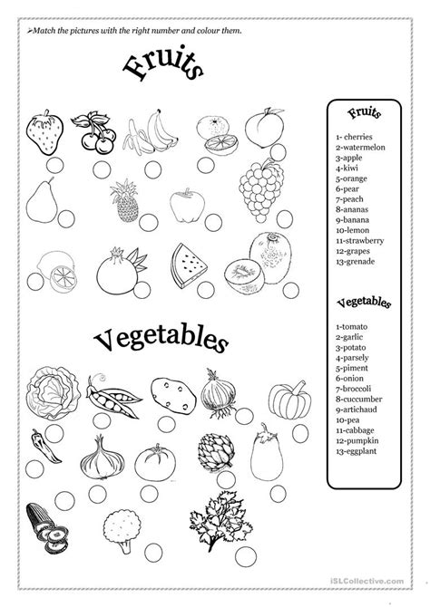 Fruits Vegetables Esl Worksheetjudyna Vegetables Worksheets