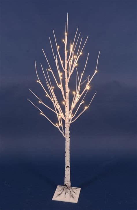 4 pre lit led white birch tree outdoor decoration white lights christmas central