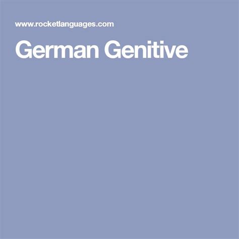 German Genitive