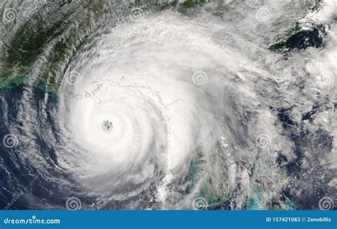 Category 5 Super Typhoon From Outer Space View The Eyewall Of The