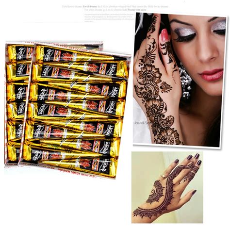 12 pcs kit henna tattoo black ink brands temporary tattoos long lasting natural waterproof body