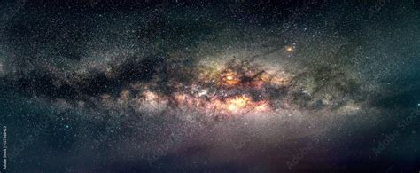 Galaxy Milky Way Panorama View In Sky Night View Black Hole In