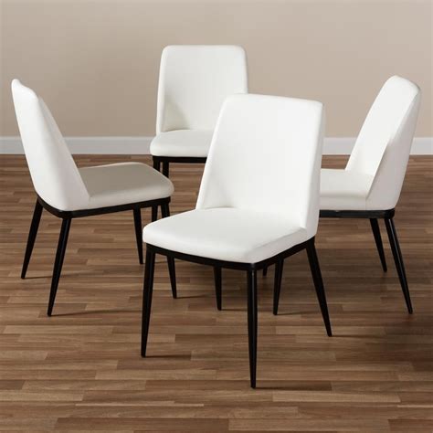 Dario Leather Dining Chair Set Of 4 Leather Dining Side Chairs Faux Leather Dining Chairs