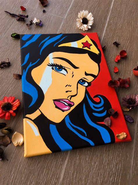 Wonder Woman Acrylic Canvas Painting Popart Design And Craft Art