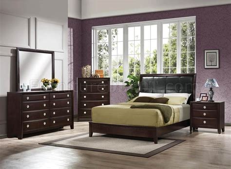 Search for espresso bedroom set. Espresso Finish Modern Bedroom Set w/Leatherette Headboard