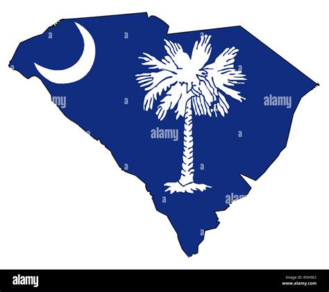 South Carolina Outline Map And Flag Stock Photo Alamy