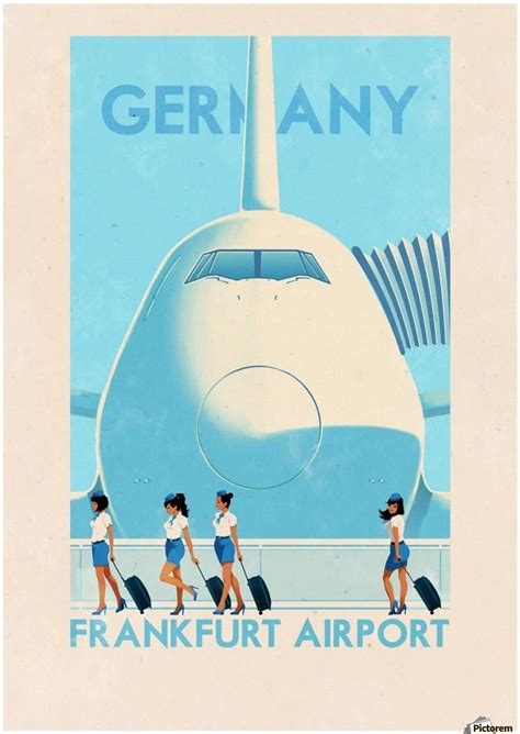 Germany Frankfurt Airport Vintage Poster Canvas Print Retro Poster