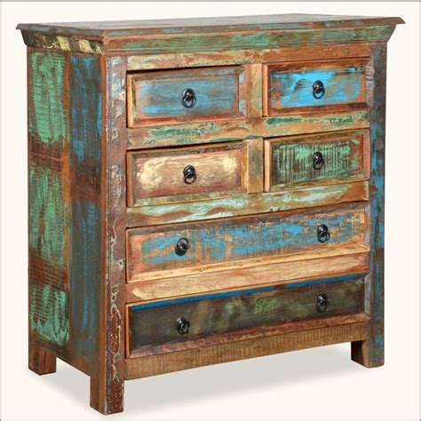 Appalachian Rustic Painted Old Wood 6 Drawer Bedroom Dresser