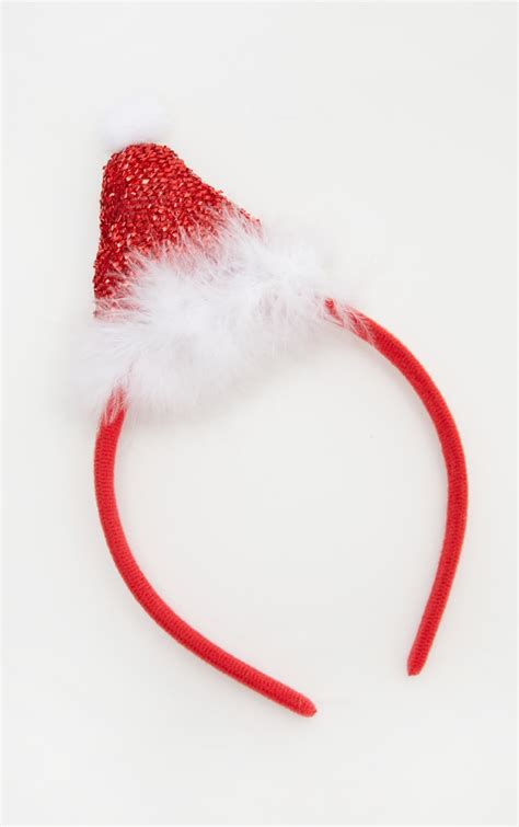 red christmas glitter santa hat headband prettylittlething aus