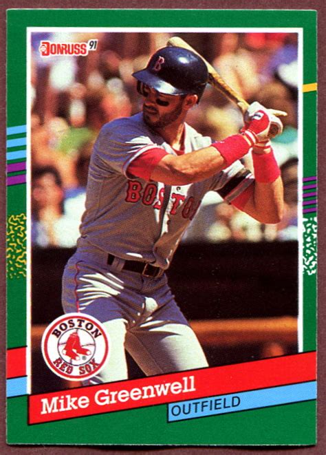 1991 Donruss 553 Mike Greenwell Baseball Card Boston Red Sox