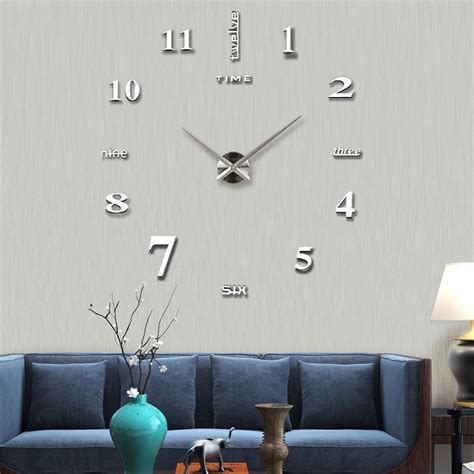 Frameless Wall Clock Large Modern 3d Mirror Wall Clock Mute Diy Wall Stickers For Living Room