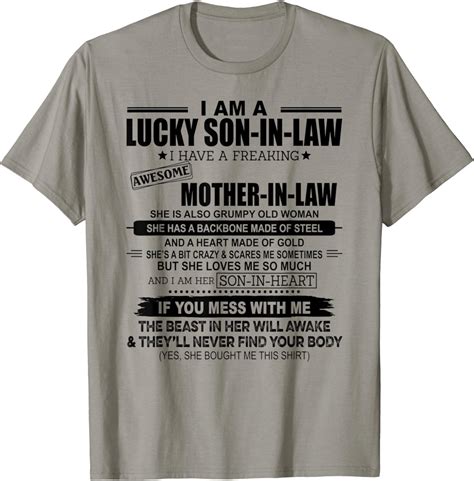 I Am A Lucky Son In Law I Have A Freaking Mother In Law T Shirt Clothing Shoes