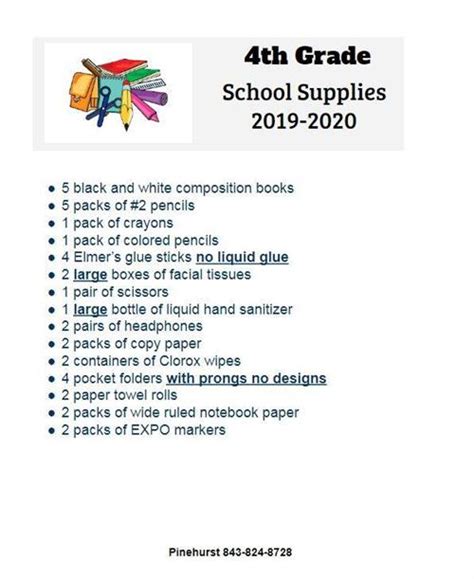 School Supply Lists 4th Grade Supplies