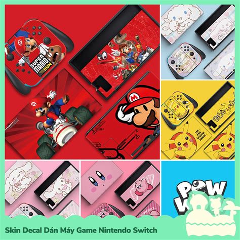 Mua Set Skin Dán Cho Joycon Dock Máy Game Nintendo Switch Mario Pikachu Kirby And Sanrio Giá