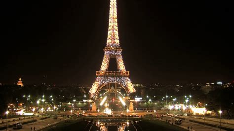 Eiffel Tower At Night Light Show Timelapse Paris France Stock Video